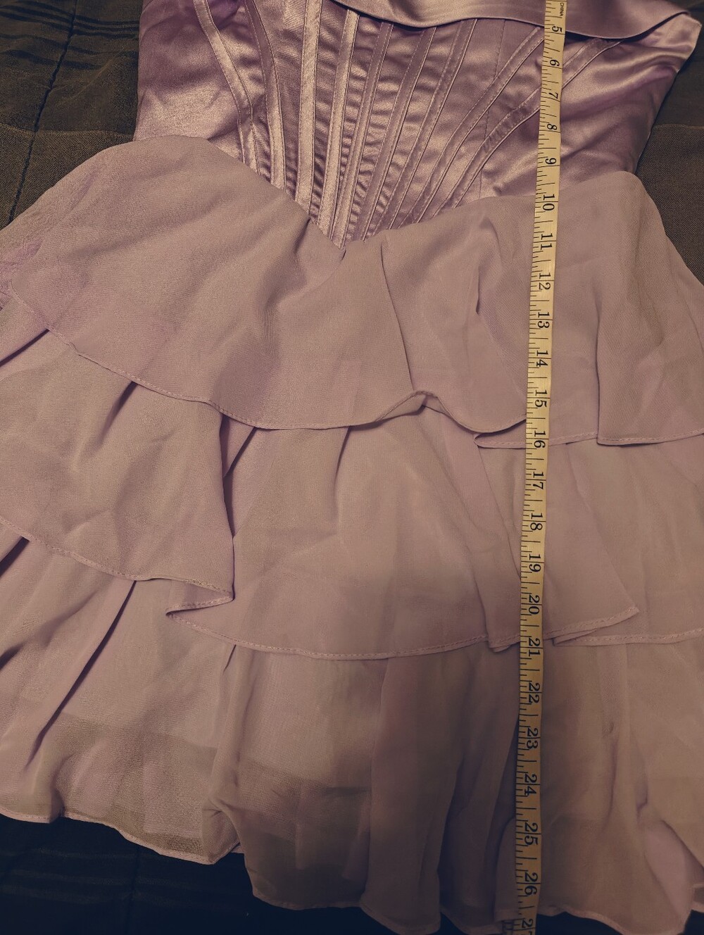 Strapless Lavender Ruffled Mini Dress - Picture 7 of 8